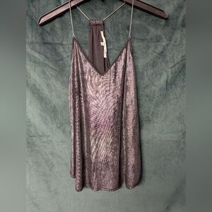 Rachel Roy Shimmering Metallic Blouse With Metal Spaghetti Straps Size Medium